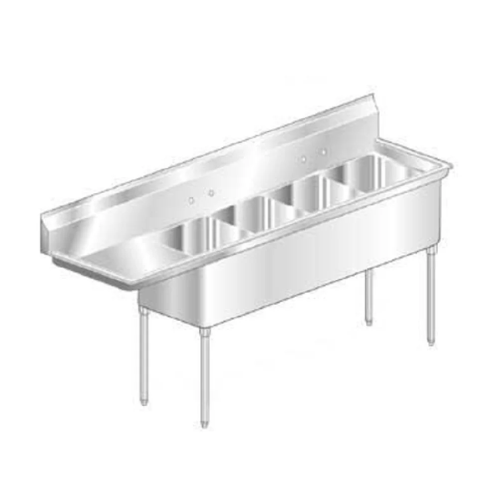 AERO Manufacturing MF4-3020-30L 30 Inch Economy Sink Four Compartment with Left Drainboard AERO Manufacturing MF4-3020-30L 30 Inch Economy Sink Four Compartment with Left Drainboard