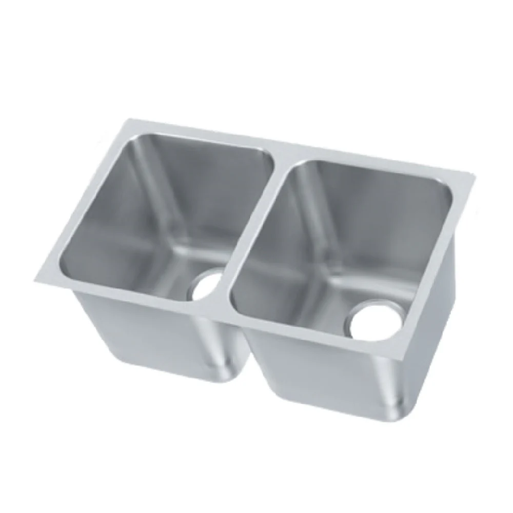 Vollrath 12122-1 14 Inch Two Compartment Weld-In / Undermount Sink 18 Gauge Stainless Steel with Square Corners