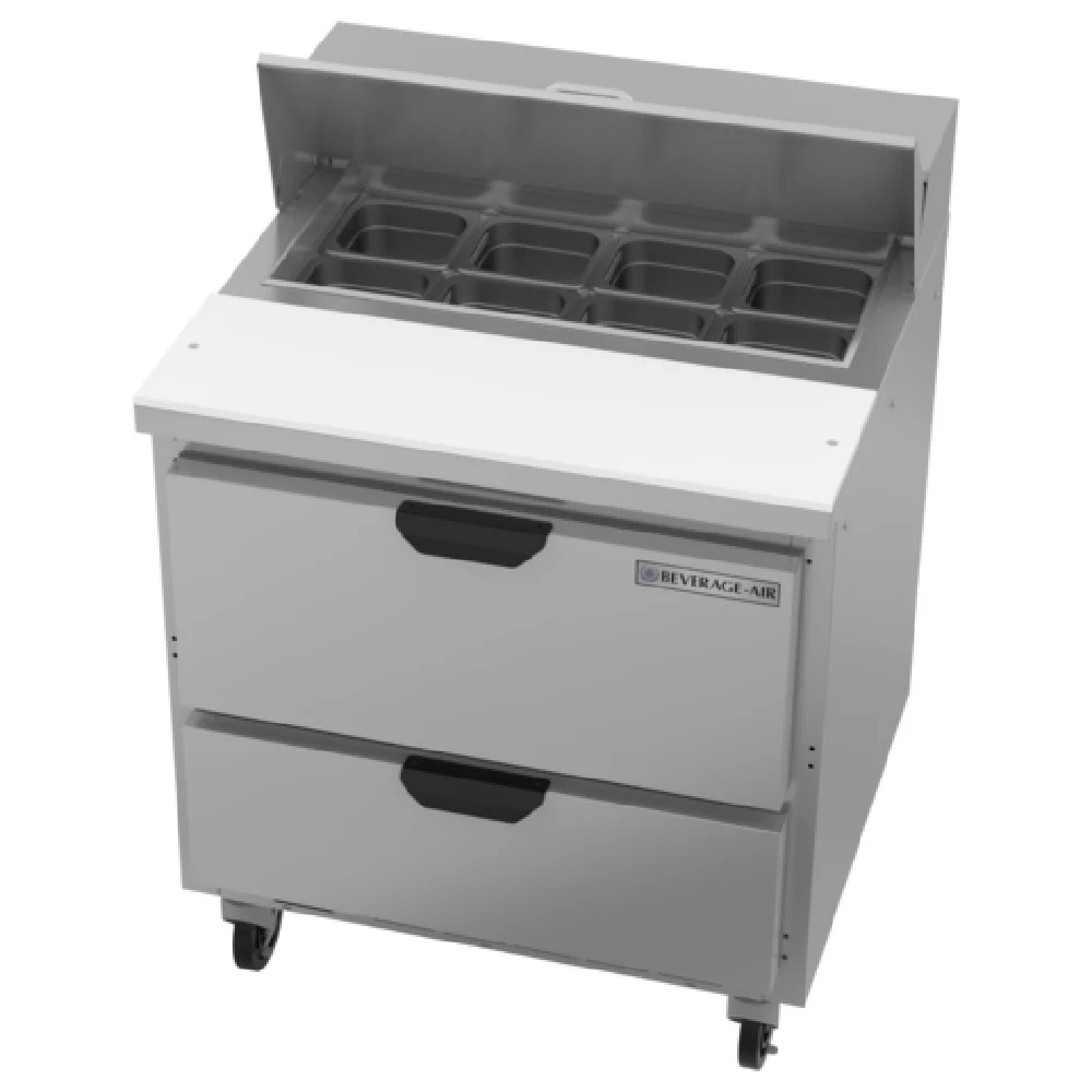 Beverage Air SPED32HC-08-2 32 Inch Sandwich Top Refrigerated Counter 8.01 cu ft Stainless Steel with 2 Drawers