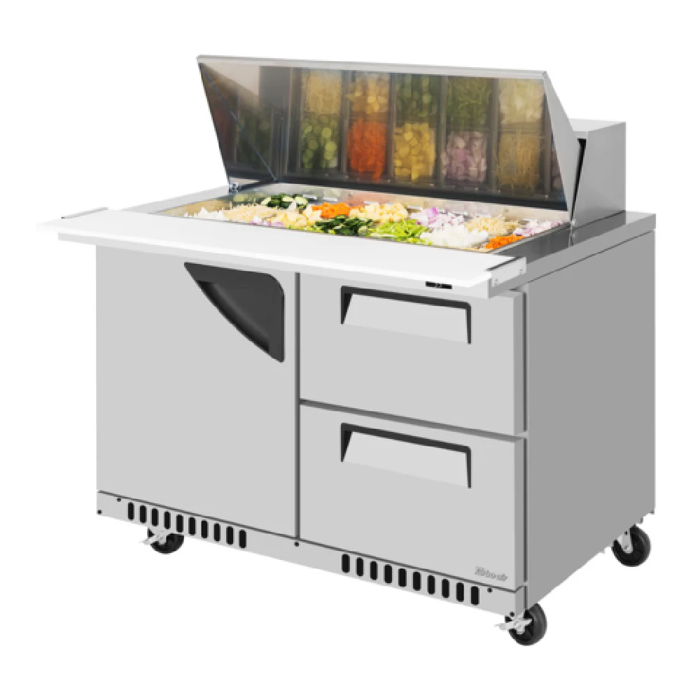 Turbo Air TST-48SD-18-D2R(L)-FB-N 48 Inch Super Deluxe Refrigerated Counter with 11.1 cu ft