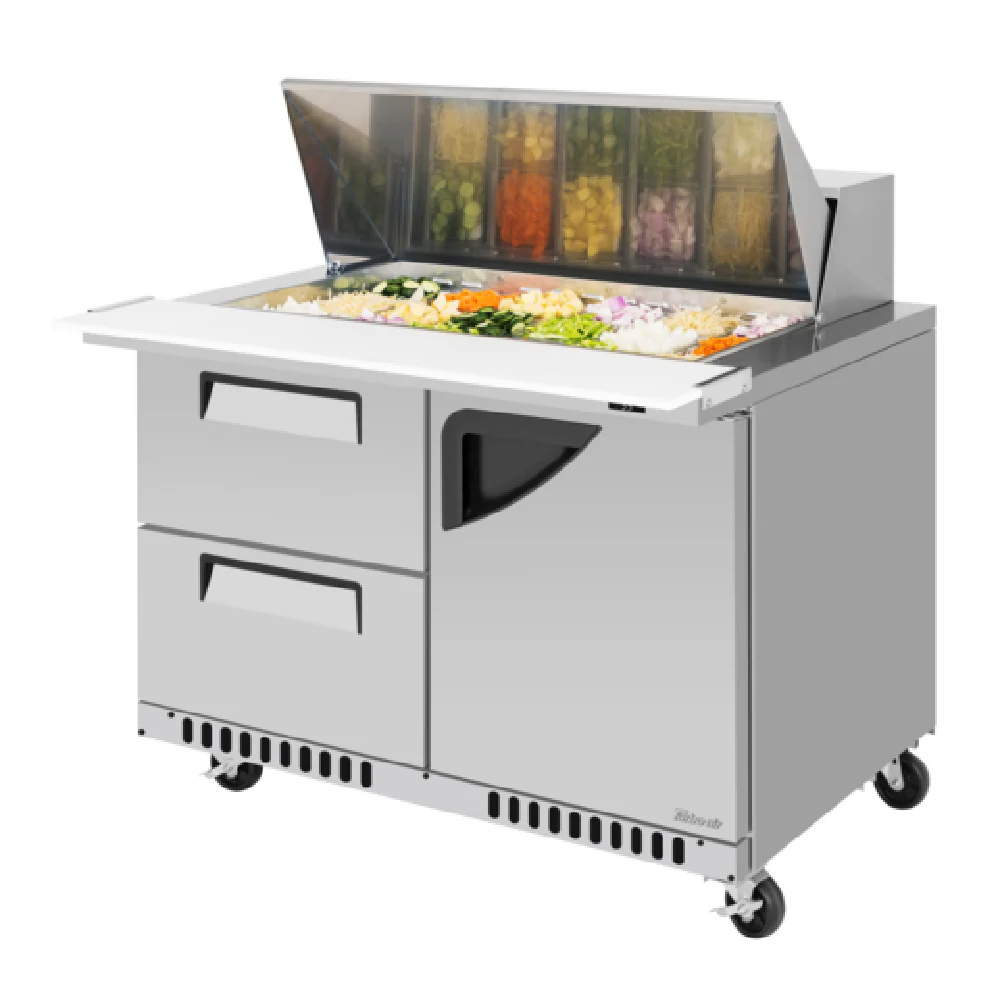 Turbo Air TST-48SD-18-D2R(L)-FB-N 48 Inch Super Deluxe Refrigerated Counter with 11.1 cu ft Turbo Air TST-48SD-18-D2R(L)-FB-N 48 Inch Super Deluxe Refrigerated Counter with 11.1 cu ft