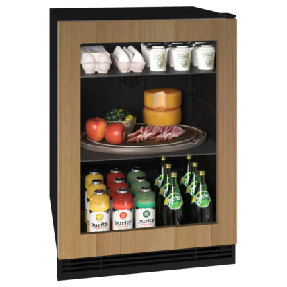 U-Line Corporation UHRE124-IG01A 24 Inch Undercounter Refrigerator Black Stainless Steel with Adjustable Glass Shelves