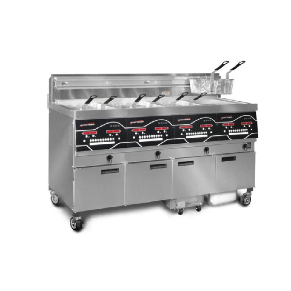 Henny Penny EEG244.0_LP 63 Inch Gas Deep Fryer with 4 Wells and Oil Guardian Henny Penny EEG244.0_LP 63 Inch Gas Deep Fryer with 4 Wells and Oil Guardian