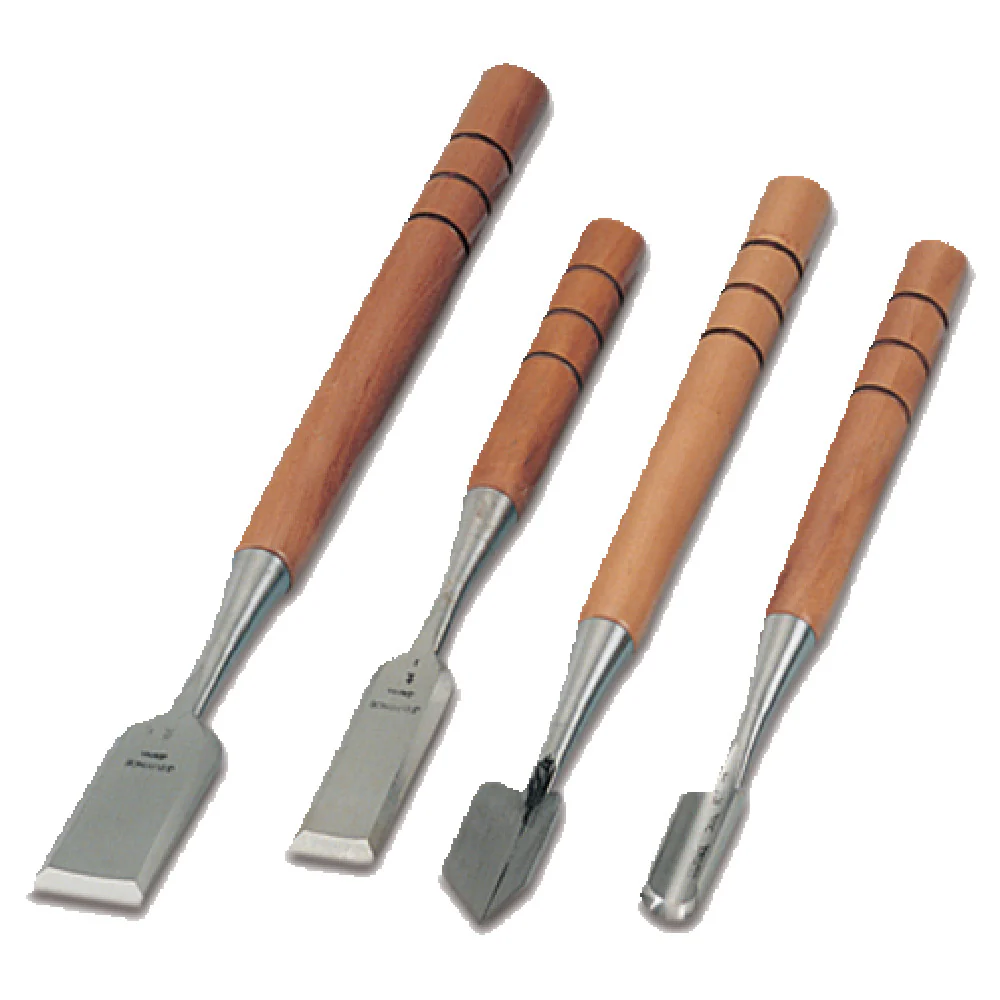 JB Prince C531 Ice Carving Tool Set of 4 Stainless Steel Blades Wood Handles JB Prince C531 Ice Carving Tool Set of 4 Stainless Steel Blades Wood Handles