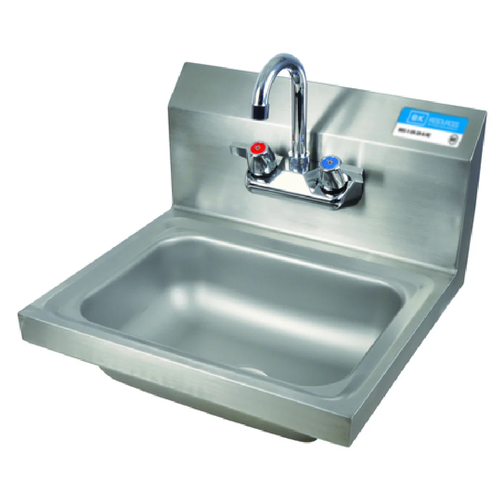 BK Resources BKHS-W-1410-P-G 14 Inch Wall Mount Hand Sink Stainless Steel with Marine Edge