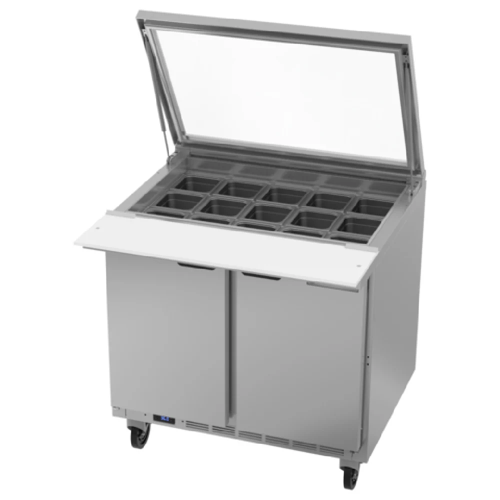 Beverage Air SPE36HC-15M-STL 36 Inch Mega Top Refrigerated Counter 10.01 cu ft with See Thru-lids Beverage Air SPE36HC-15M-STL 36 Inch Mega Top Refrigerated Counter 10.01 cu ft with See Thru-lids
