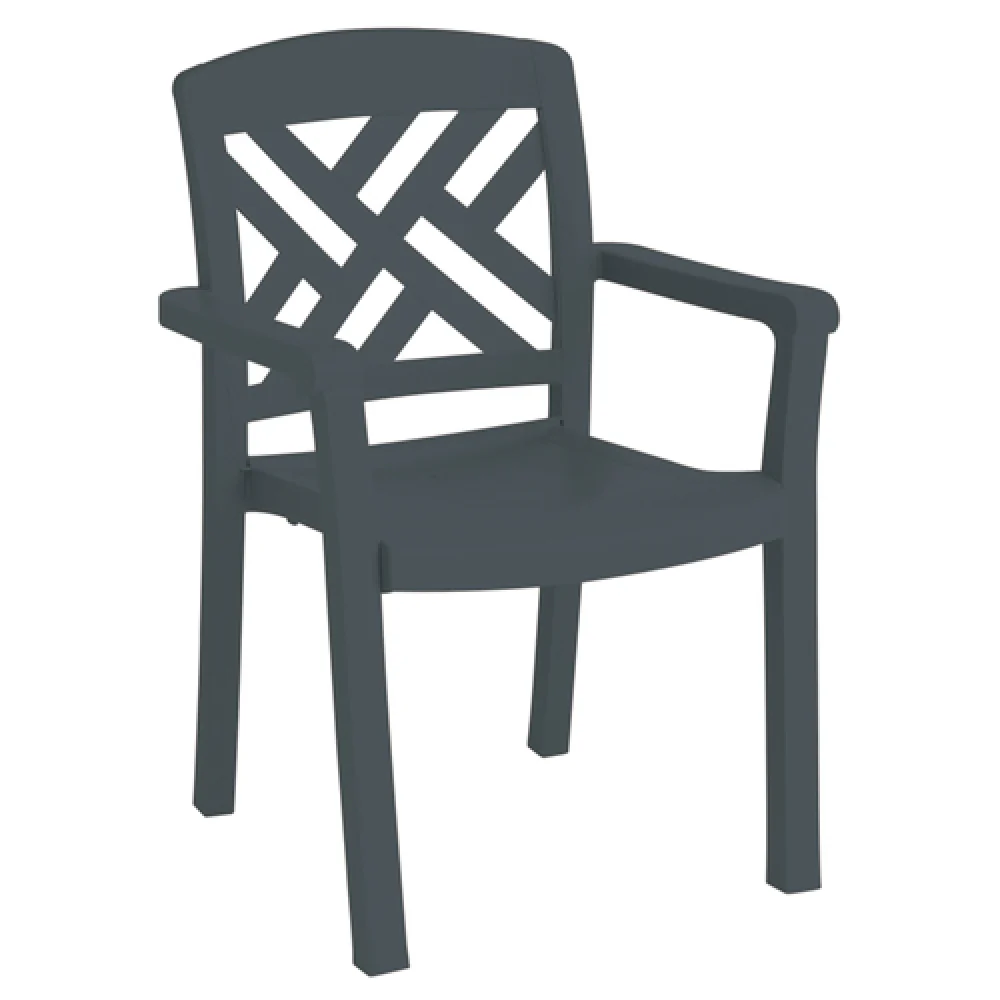 Grosfillex US451002 24 Inch Charcoal Armchair Stacking Outdoor with Resin Finish Grosfillex US451002 24 Inch Charcoal Armchair Stacking Outdoor with Resin Finish