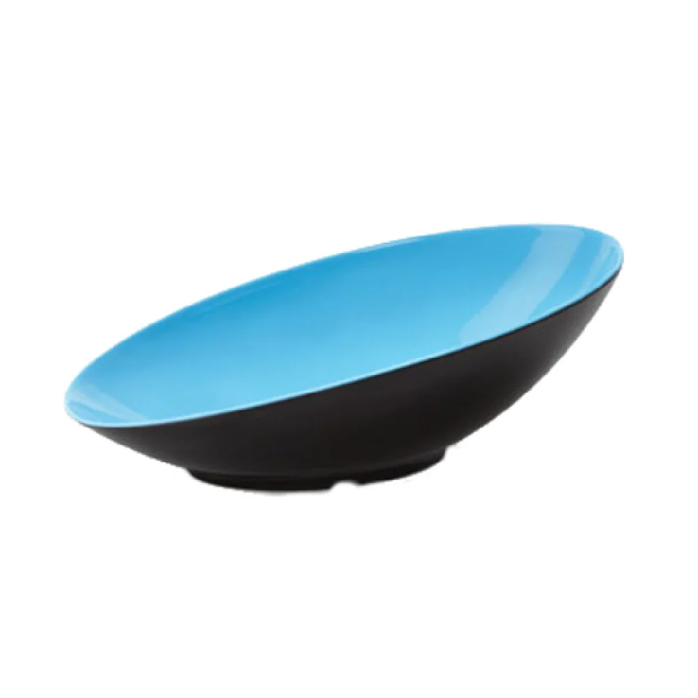 GET Enterprises B-798-BL/BK 20 Inch Oval Bowl 2-1/2 Quart Melamine Break-Resistant