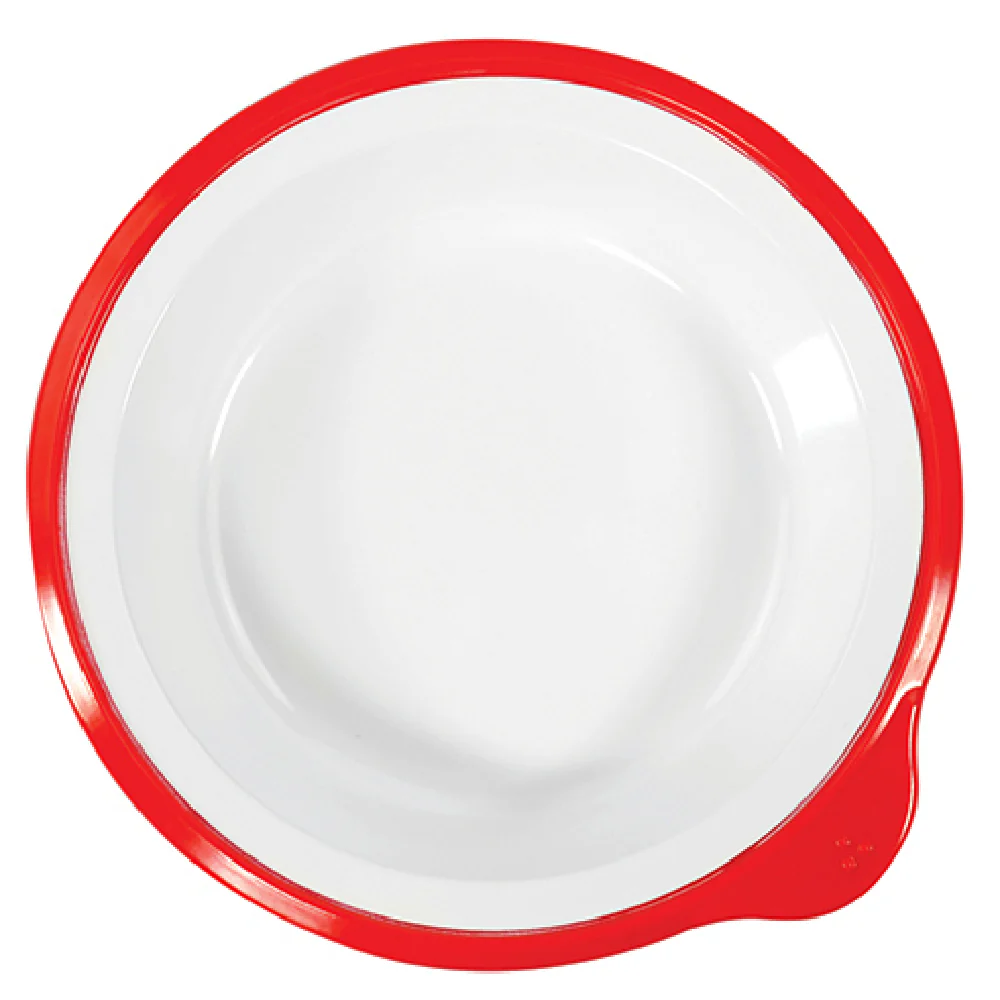 BauscherHepp T3831R 7-1/10 Inch Deep Plate 10-1/8 Oz Lightweight White with Red Rim Melamine BauscherHepp T3831R 7-1/10 Inch Deep Plate 10-1/8 Oz Lightweight White with Red Rim Melamine
