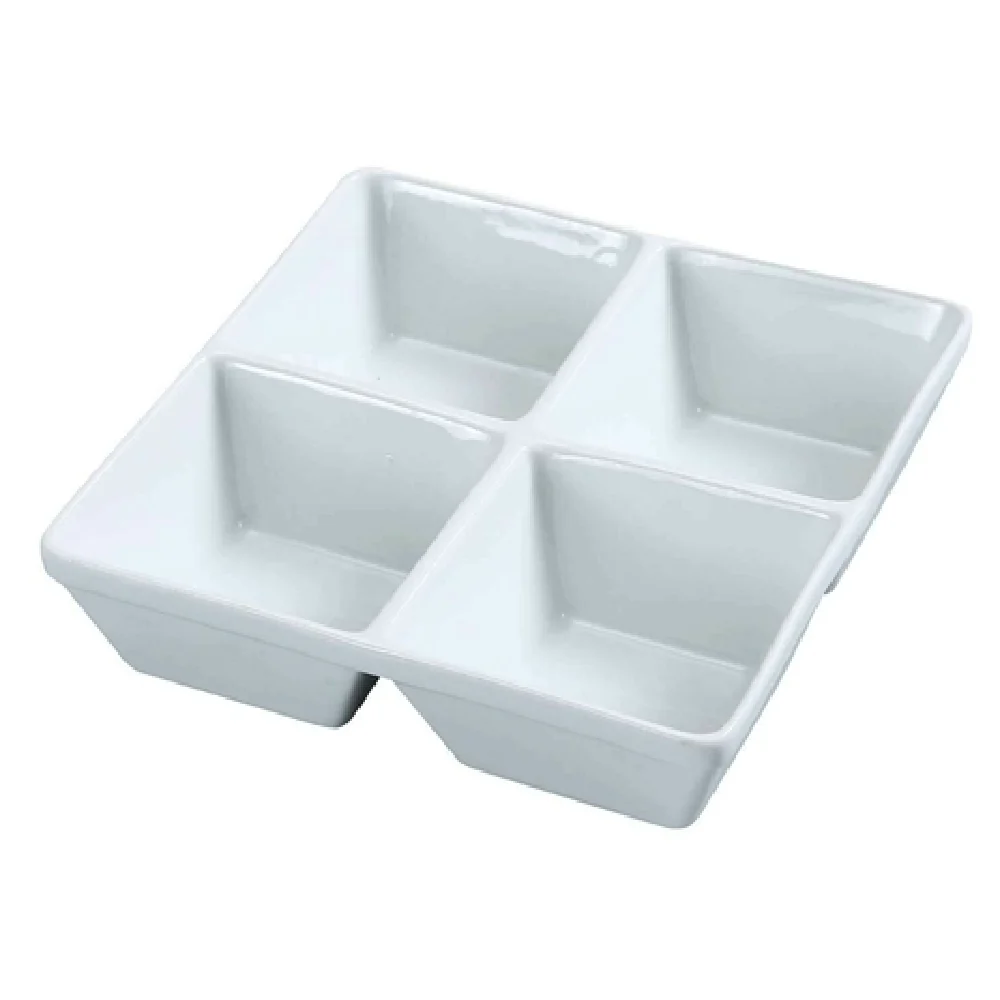 Yanco ML-814 7 Inch Porcelain Compartment Bowl 4 Sections Super White