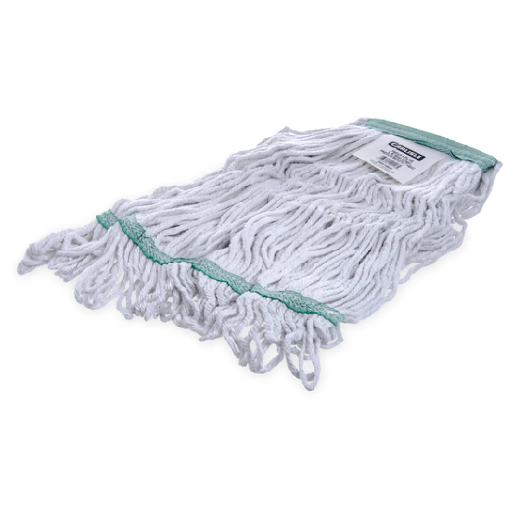 Carlisle 369419B00 18 Inch Medium Looped End Wet Mop Head 4 Ply White Cotton Synthetic