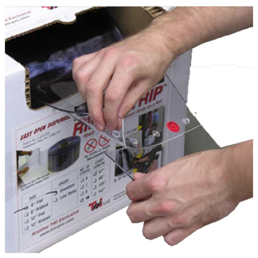 Curtron 10-08-080-100-RAS 8 Inch Rip-A-Strip PVC Roll with Kiss-Cut and Punched Clear Flexible