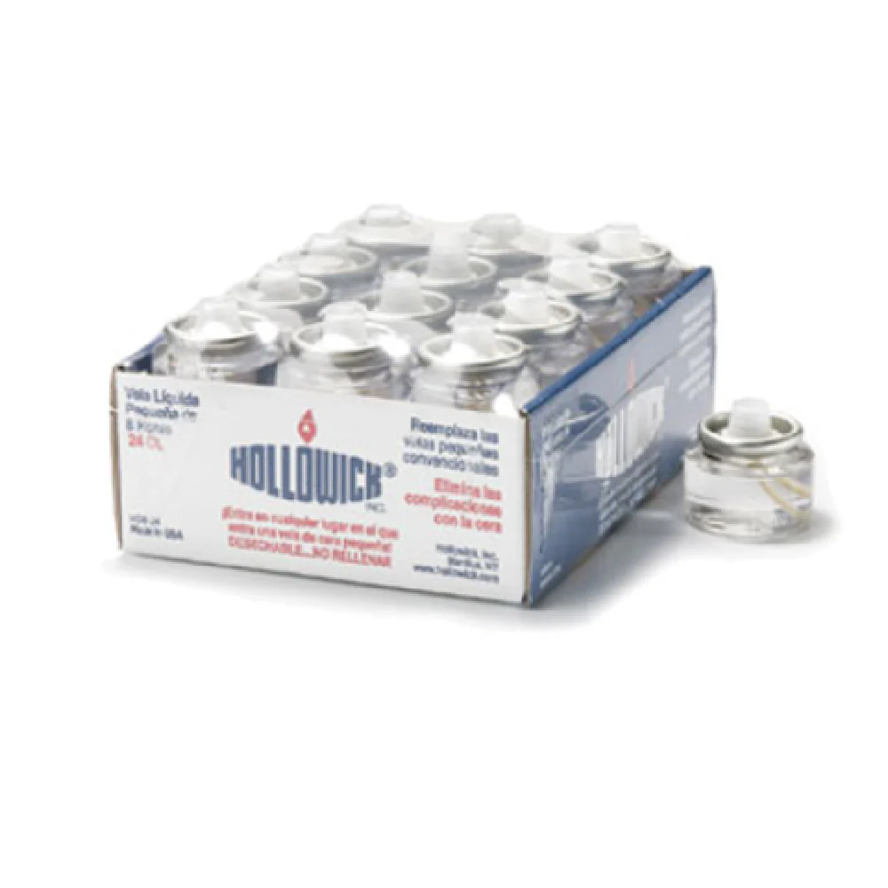 Hollowick HD8-24M 1-1/2 Inch Diameter Disposable Liquid Tealight Fuel Cell 8 Hour Burn Time Clear 24 Packs Hollowick HD8-24M 1-1/2 Inch Diameter Disposable Liquid Tealight Fuel Cell 8 Hour Burn Time Clear 24 Packs