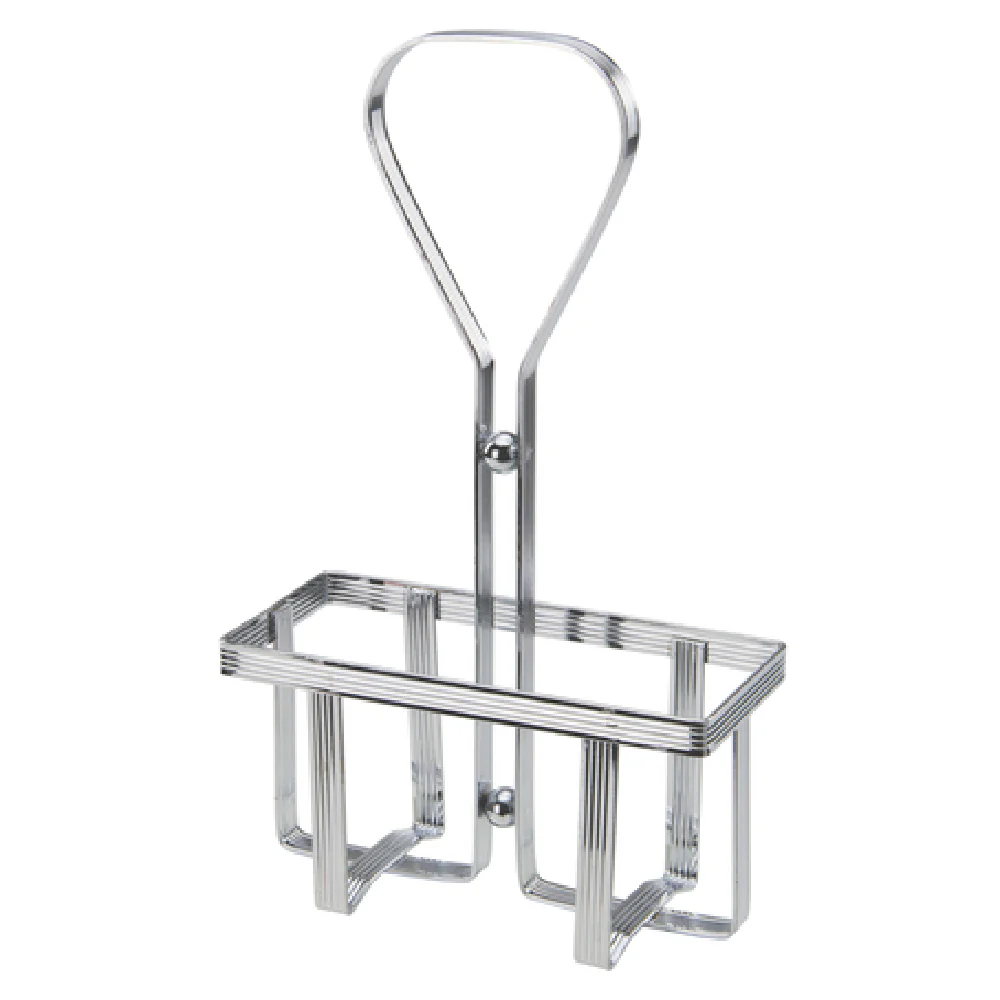 Winco WH-5 4.5 Inch Oil and Vinegar Cruet Rack Square Chrome Plated Metal