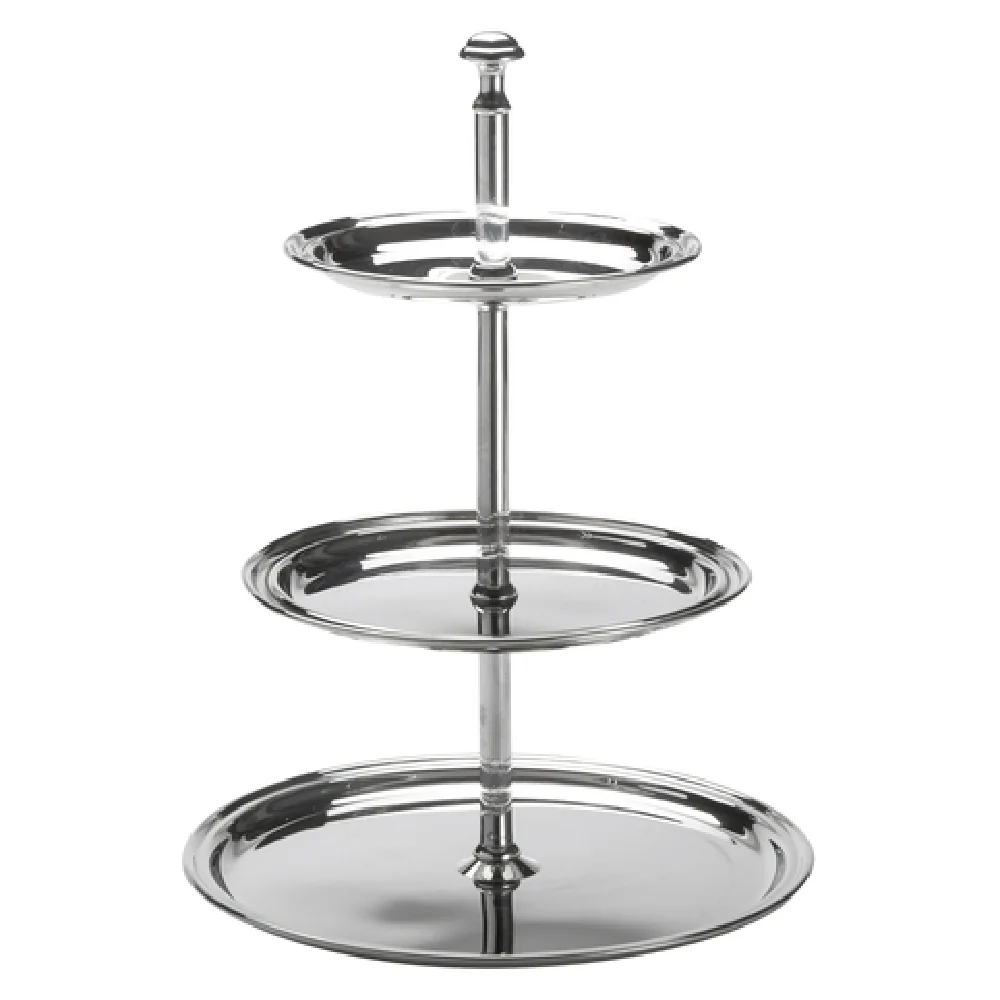 American Metalcraft STS3 8-1/2 Inch Diameter Round Three-tier Stainless Steel Display Stand