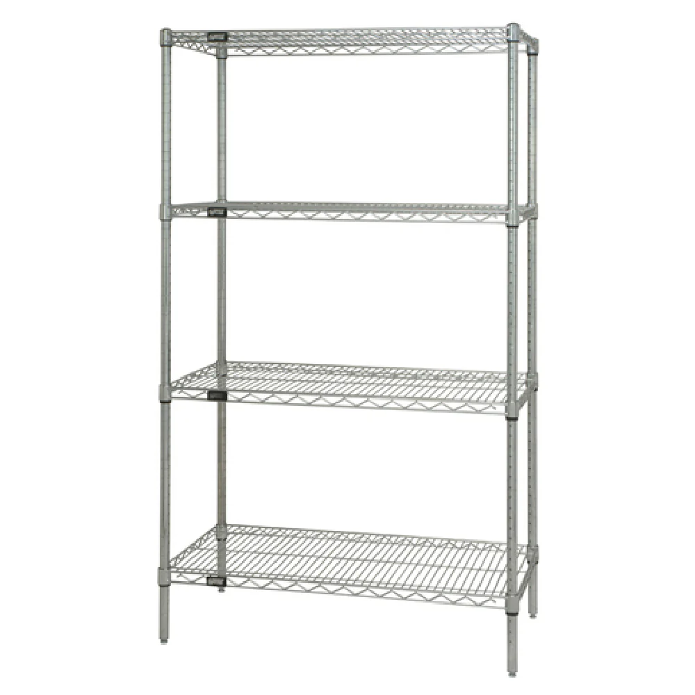 Quantum WR74-3042C 42 Inch Wire Shelving Unit Starter Kit with 4 Shelves and Chrome Finish