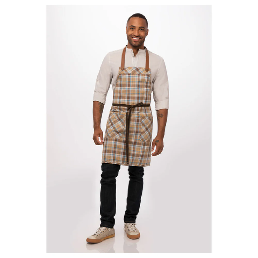 Chef Works ABR01BRO0 36-1/2 Inch Bib Apron Adjustable Neck Strap Brown Cotton Chef Works ABR01BRO0 36-1/2 Inch Bib Apron Adjustable Neck Strap Brown Cotton