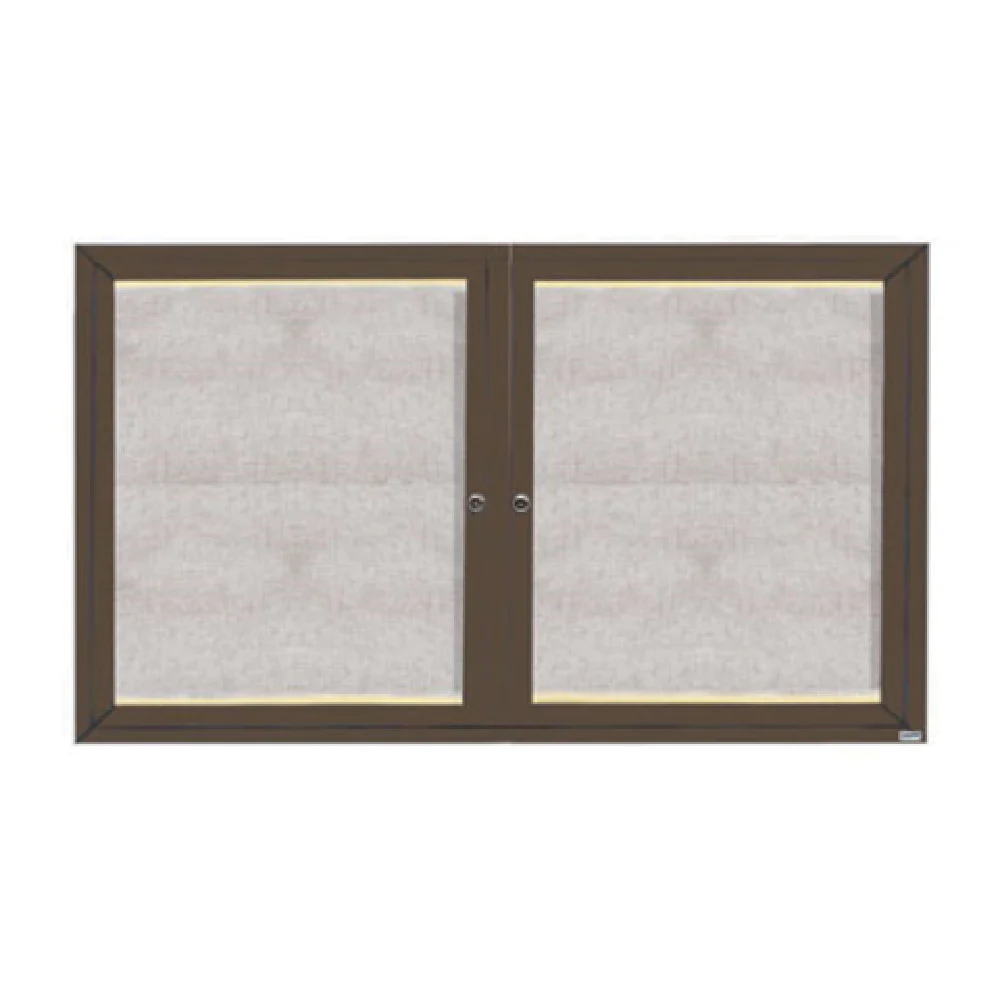 Aarco LODCC3660RBA 60 Inch Enclosed Bulletin Board with LED Lights Bronze Finish