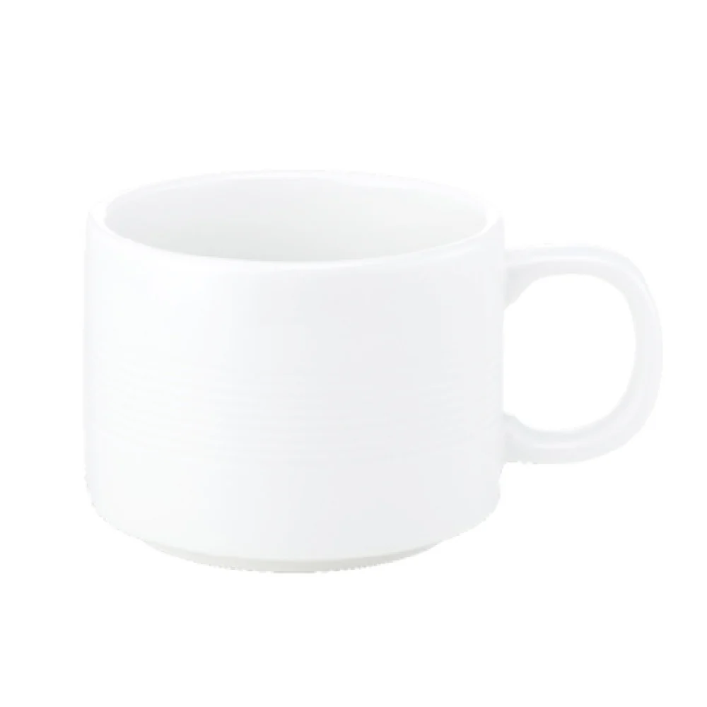 Bon Chef 1400006P 7 Oz Porcelain Stacked Lines Cup Non-stackable 36 Packs
