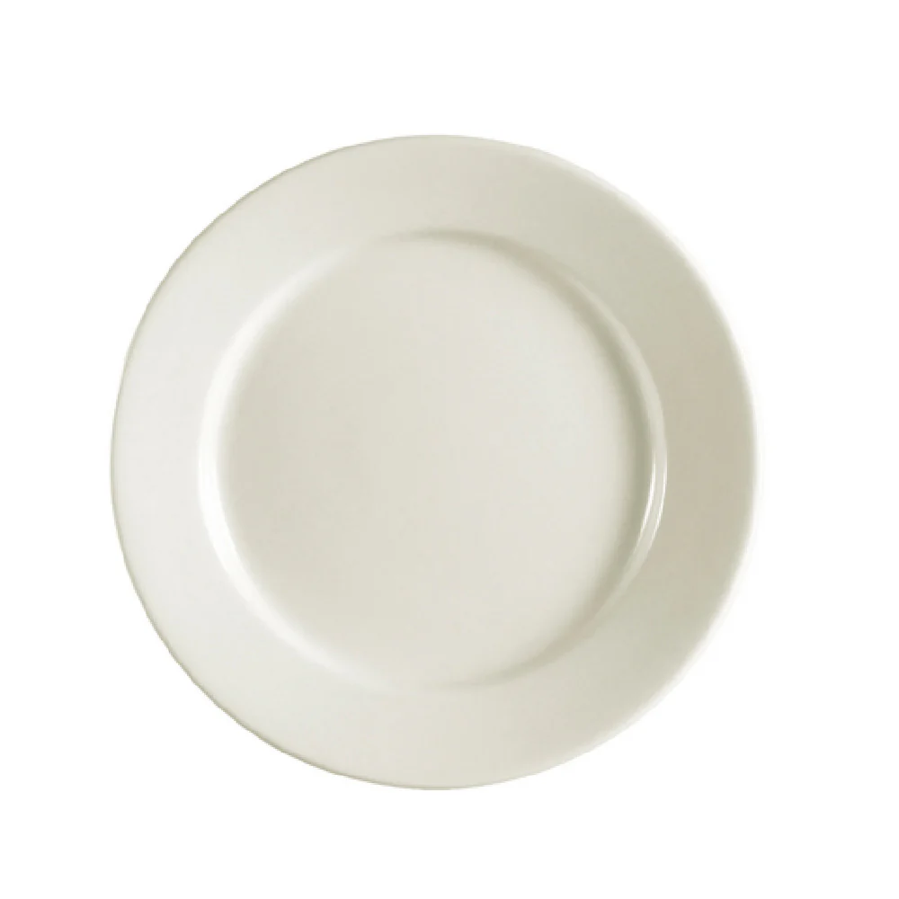 CAC China REC-5 5-1/2 Inch Diameter Ceramic Round Plate White Rolled Edge
