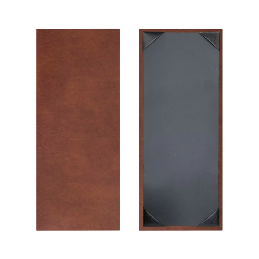 Risch LTH-1V 4.25X11 Menu Cover Tuxedo Leather Padded Single View Made in USA Risch LTH-1V 4.25X11 Menu Cover Tuxedo Leather Padded Single View Made in USA