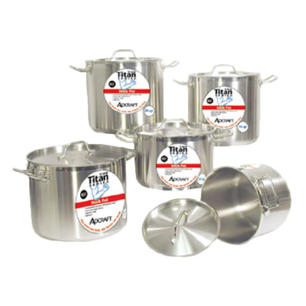 Admiral Craft SSP-40 40 Qt Stock Pot with Cover Tri-ply Induction Ready Aluminum Core Brushed Finish