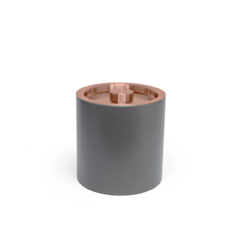 FOH RIB074GYL21 3.5qt Round London Ice Bucket Smoke With Rose Gold Lid Includes One RIB017GYL21-BTM 3.5qt Round London Ice Bucket Base Smoke FOH RIB074GYL21 3.5qt Round London Ice Bucket Smoke With Rose Gold Lid Includes One RIB017GYL21-BTM 3.5qt Round London Ice Bucket Base Smoke