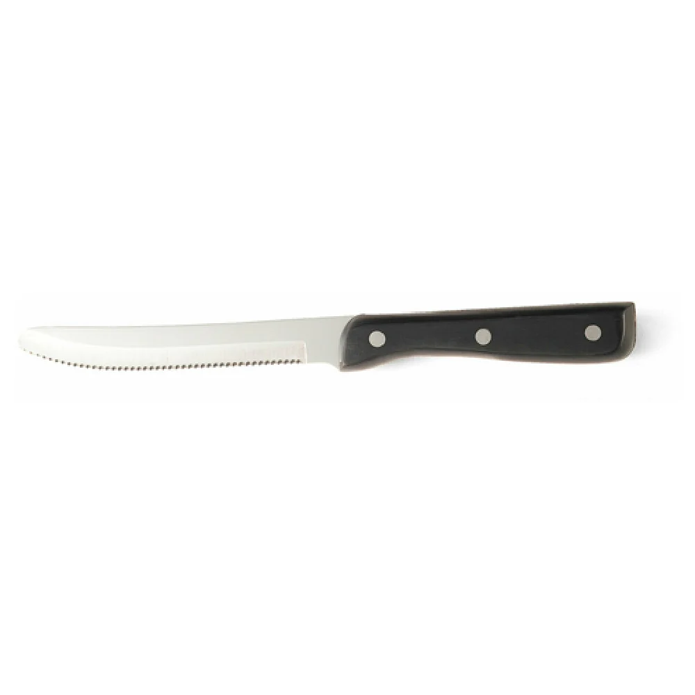 Steelite WL980527 9 3/8 Inch Stainless Steel Round Tip Steak Knife Heavy Duty Full Tang