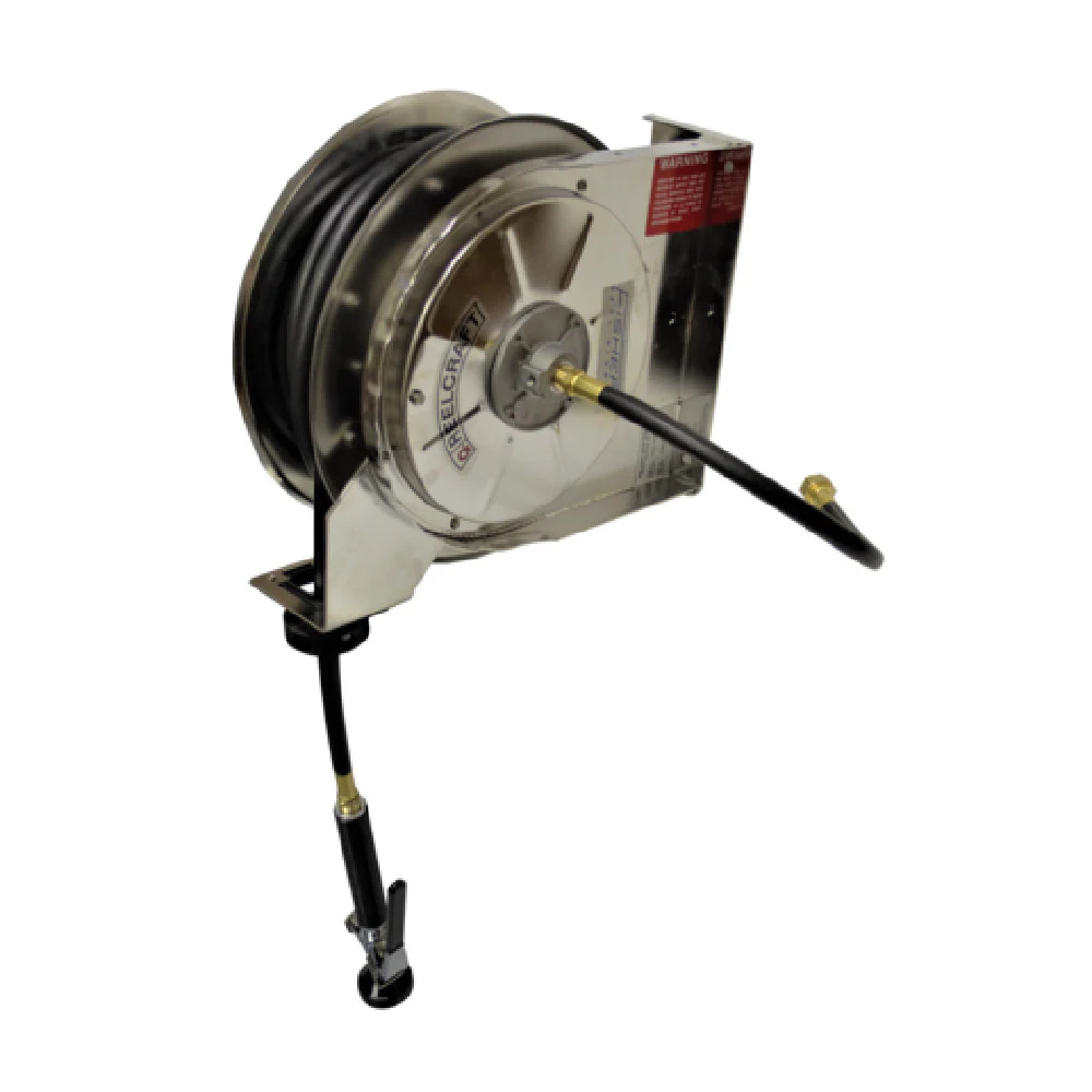 Fisher 75395 Hose Reel Assembly 50 Foot Hose Exposed Reel Rinse Stainless Steel