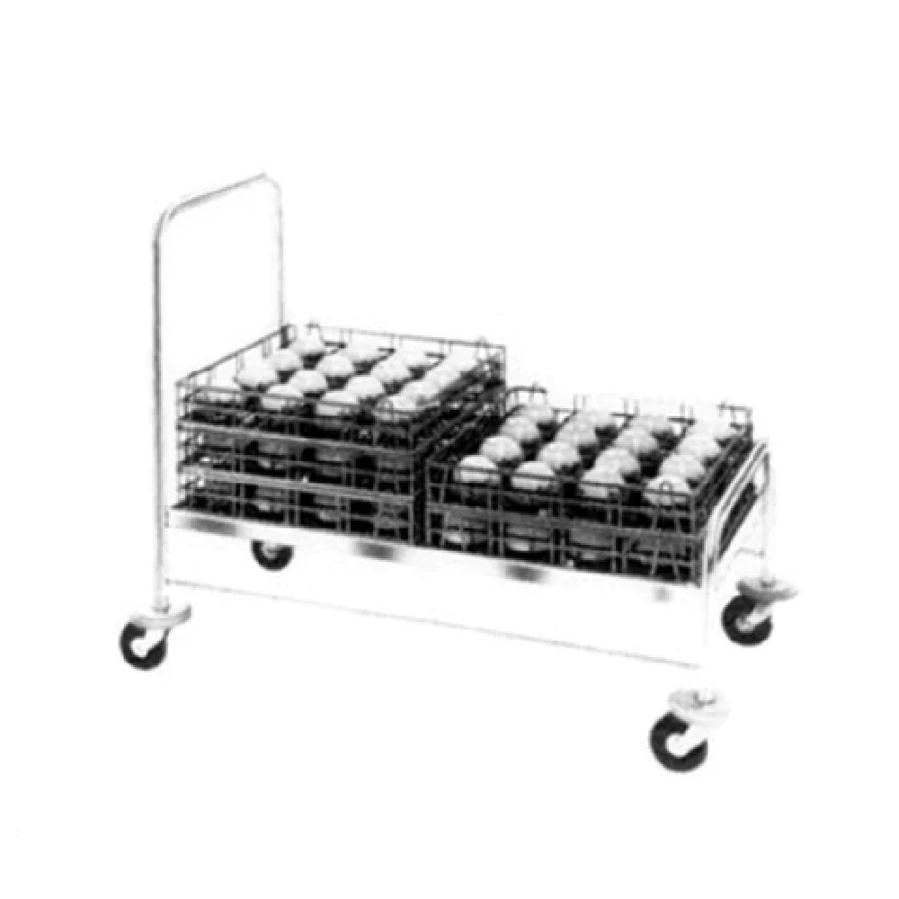 Dinex DXP721 33 Inch Tray Cart Open Style Double Tray Stacks Stainless Steel with Push Handle