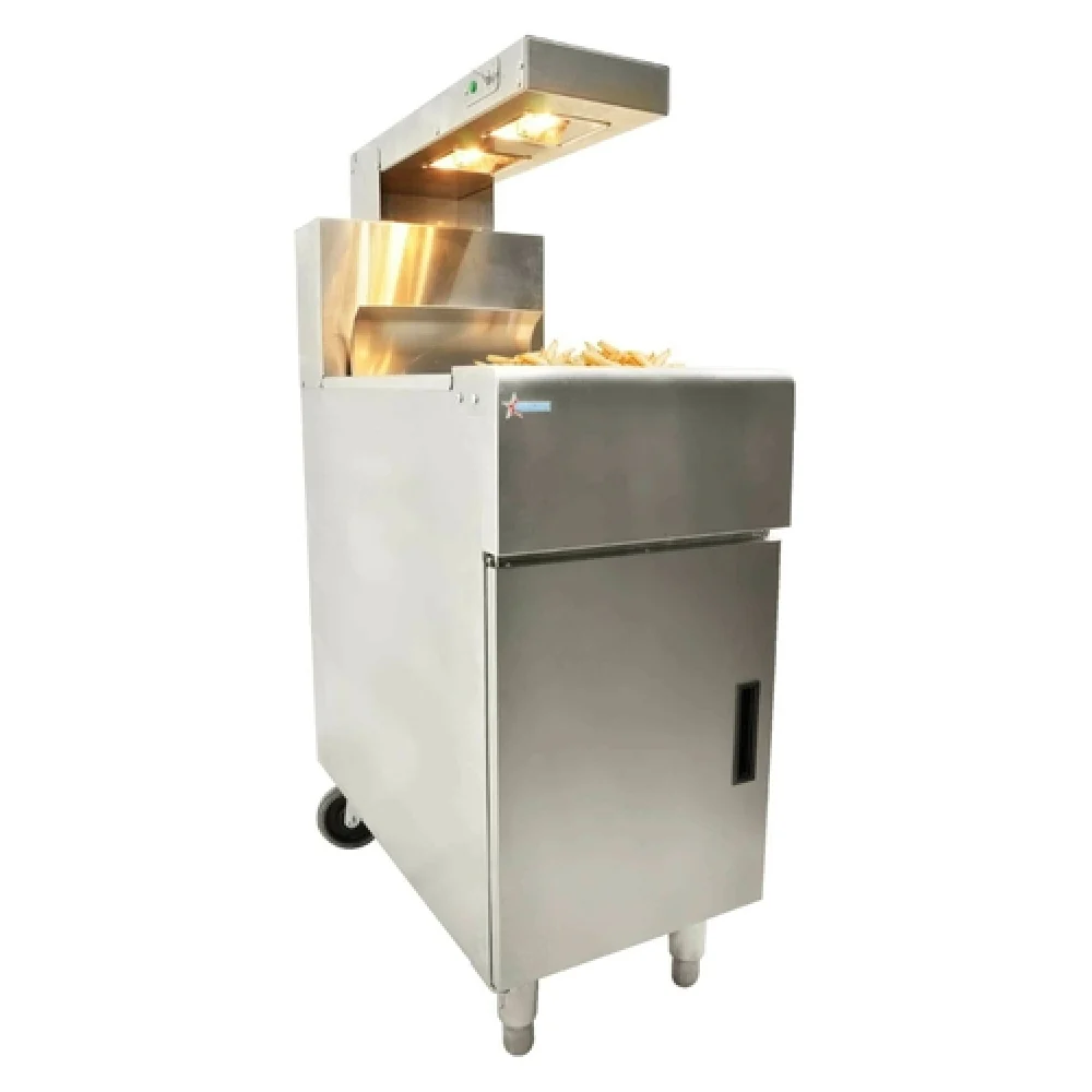 Omcan 43260 16 Inch Floor Standing French Fry Warmer Electric with Overhead Heat Lamps Omcan 43260 16 Inch Floor Standing French Fry Warmer Electric with Overhead Heat Lamps