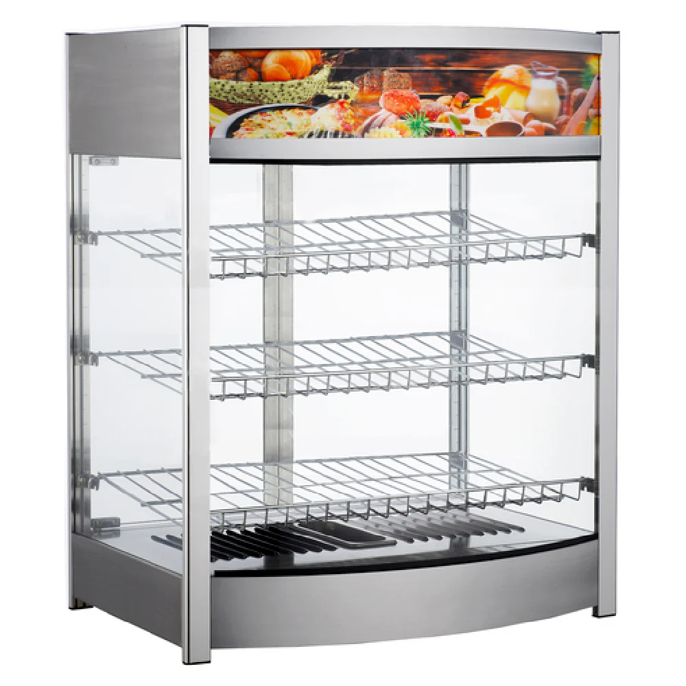 DoughXpress DXP-DW25 25 Inch Heated Display Case Countertop Stainless Steel with 3 Shelves