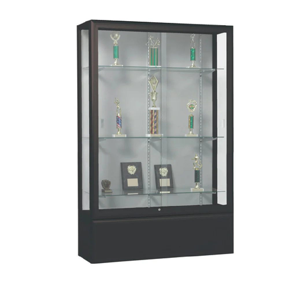 Aarco WFDC7648BK 48 Inch Display Case Waterfall Style with LED Lighting Black Finish