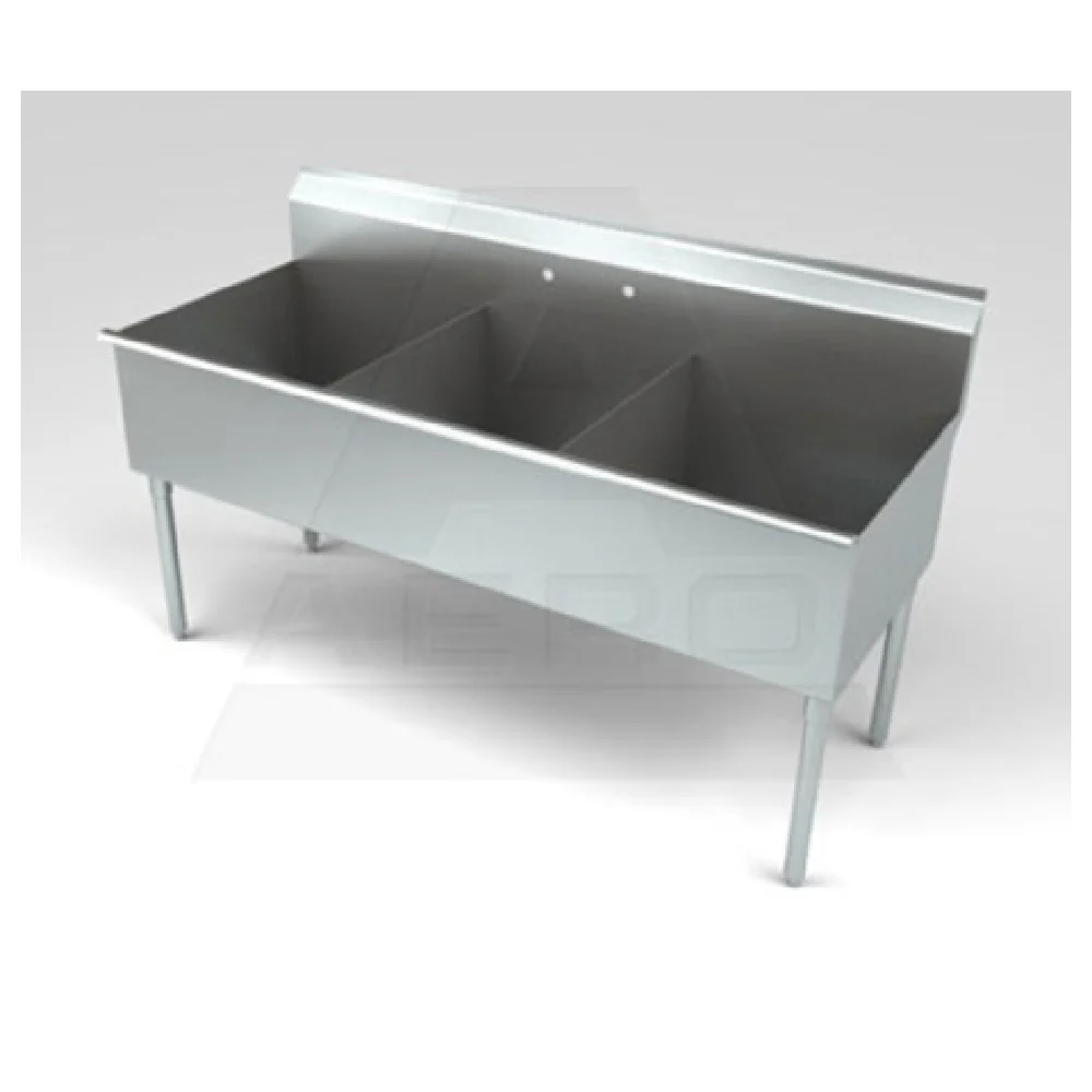 AERO Manufacturing 2S3-1818 54 Inch Premium Sink Three Compartment with Backsplash