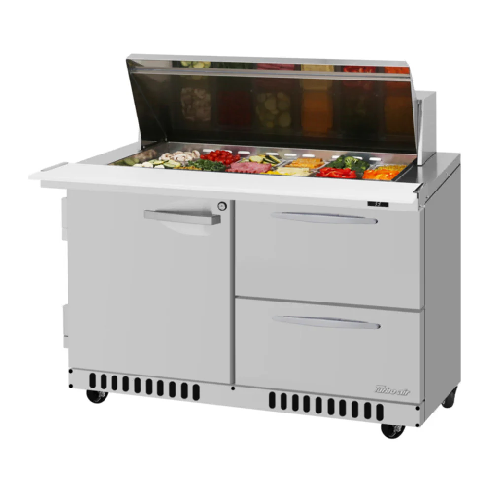 Turbo Air PST-48-18-D2R(L)-FB-N 48 Inch PRO Series Mega Top Sandwich Prep Table with 11.1 cu ft Turbo Air PST-48-18-D2R(L)-FB-N 48 Inch PRO Series Mega Top Sandwich Prep Table with 11.1 cu ft