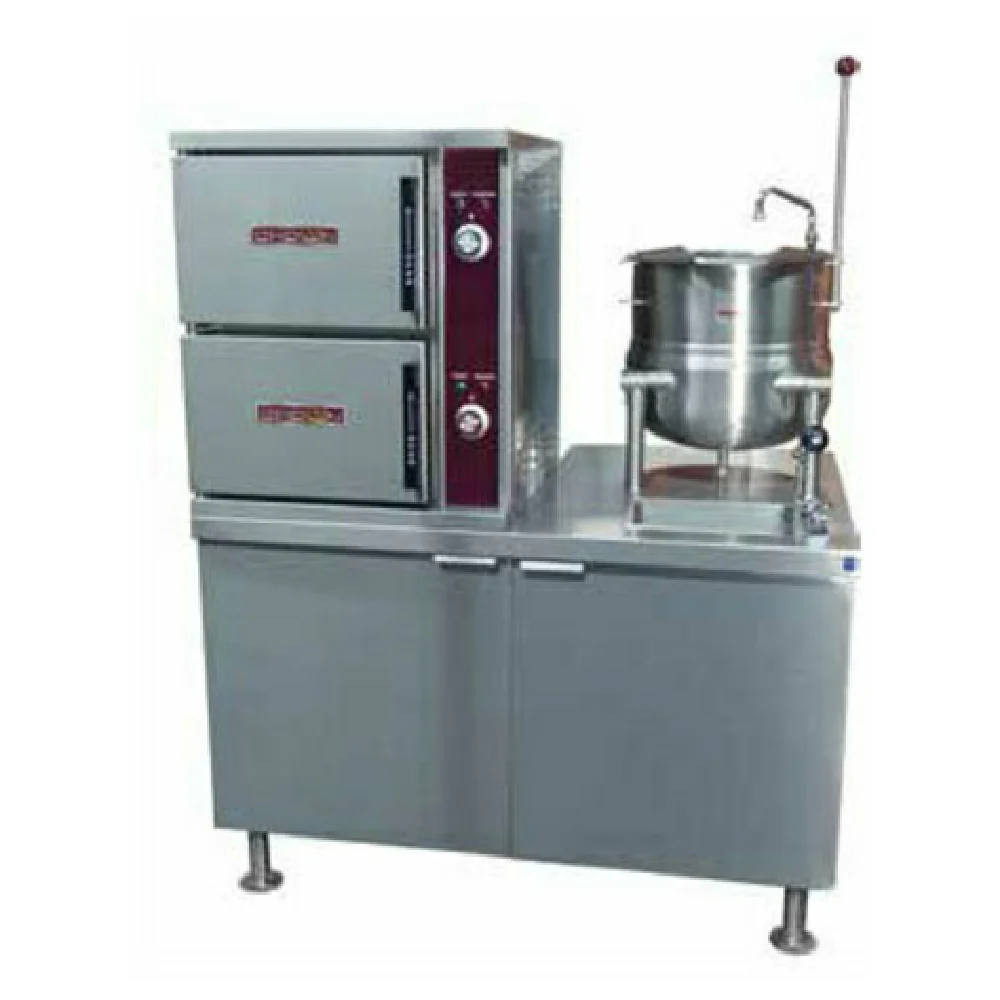 Crown Steam DCX-10-10_220/60/1 48 Inch Direct Steam Kettle with Two 10 Gallon Kettles