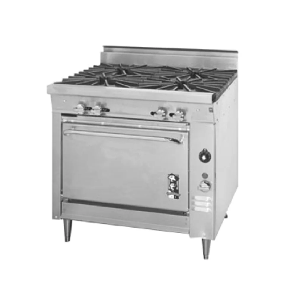 Montague Company V136-5A 36 Inch Gas Heavy Duty Range with Convection Oven 160000 BTU