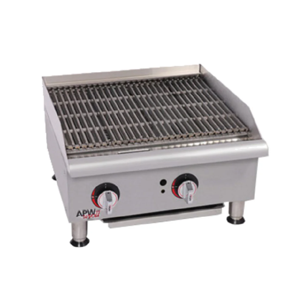 APW Wyott GCRB-48S_LP 48 Inch Gas Charbroiler Countertop with Cast Iron Grates 120000 BTU
