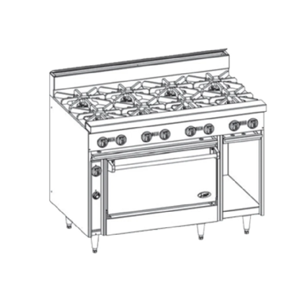 Jade Range JBR-8-36_LP 48 Inch Gas Restaurant Range with 8 Burners 30000 BTU