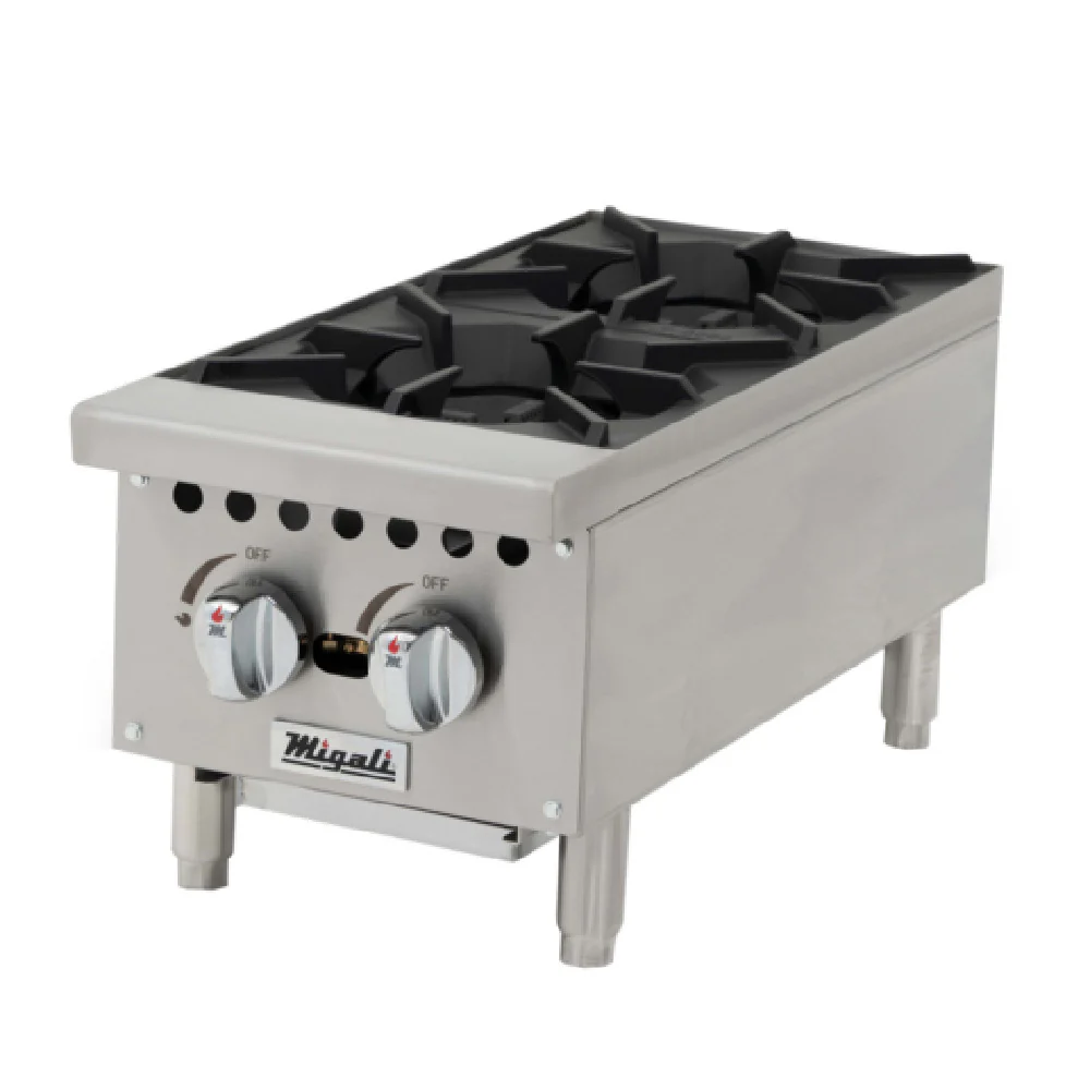 Migali Industries C-HP-2B-12 12 Inch Counter-top Gas Hot Plate with 2 Burners 64000 BTU Migali Industries C-HP-2B-12 12 Inch Counter-top Gas Hot Plate with 2 Burners 64000 BTU