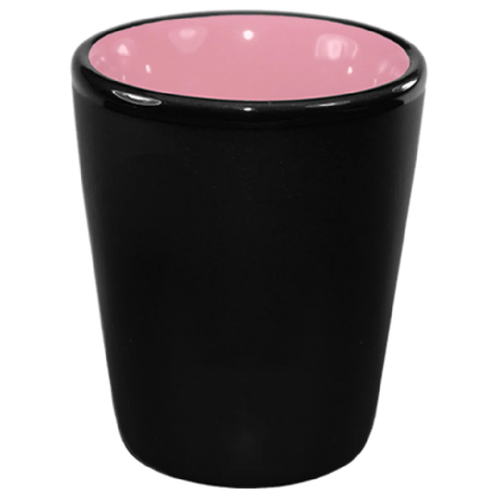 International Tableware 81122-26/05MF-05C 1-1/2 Oz Shot Cup Ceramic Black Matte Pink Interior