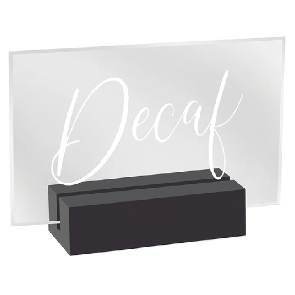 Cal Mil 22336-2-13 3-1/2 Inch Decaf Tabletop Sign Crystal Acrylic and Wood Base Cal Mil 22336-2-13 3-1/2 Inch Decaf Tabletop Sign Crystal Acrylic and Wood Base