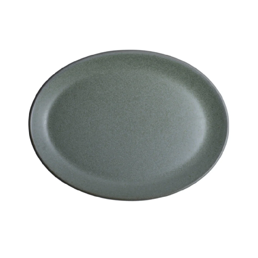 Steelite 6218RT024 8.0 Inch Oval Plate Carnaby Teal Porcelain - 2 Dozen Packs