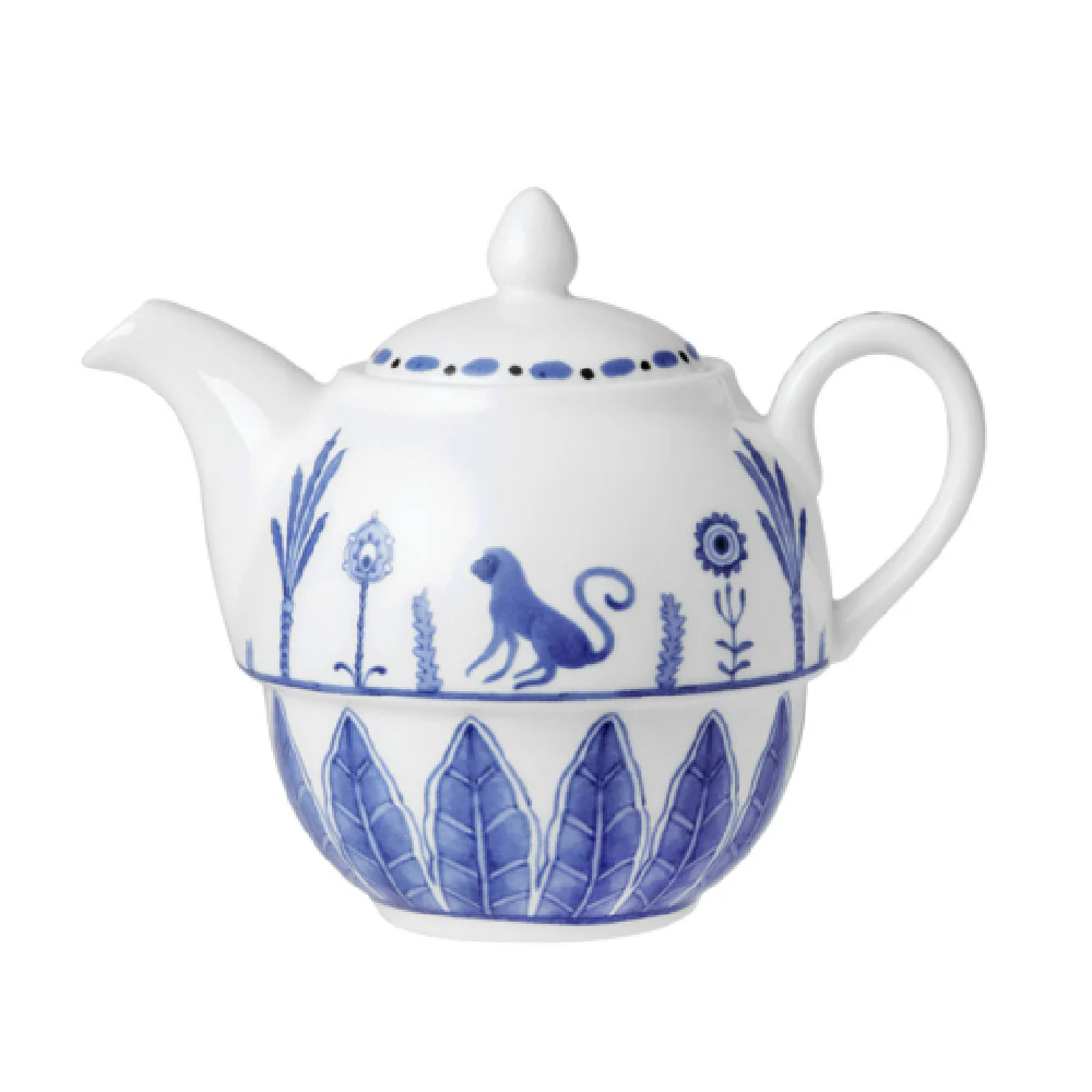 Steelite 82124AND0411B 16.0 Oz Tea For One Teapot Coupe Sultans Garden Blue Bone China