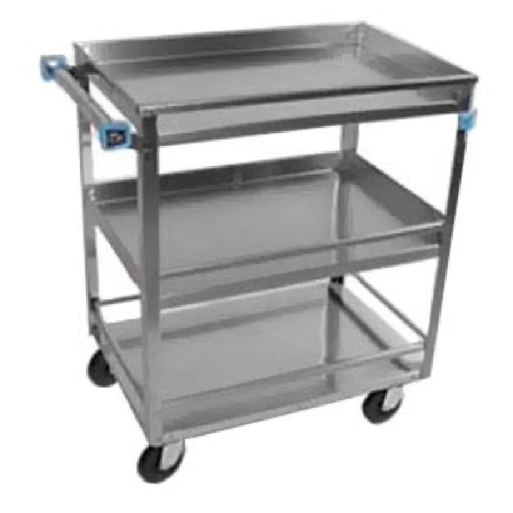 Lakeside 526 31 Inch Medium Duty Utility Cart 3 Tier with Bumpers Stainless Steel