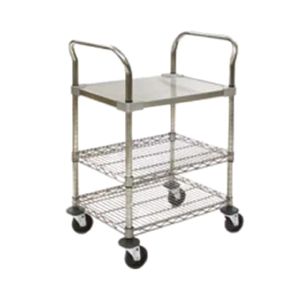 Eagle U3-2436CS 36 Inch Utility Cart with 3 Tiers Stainless Steel and Chrome Eagle U3-2436CS 36 Inch Utility Cart with 3 Tiers Stainless Steel and Chrome
