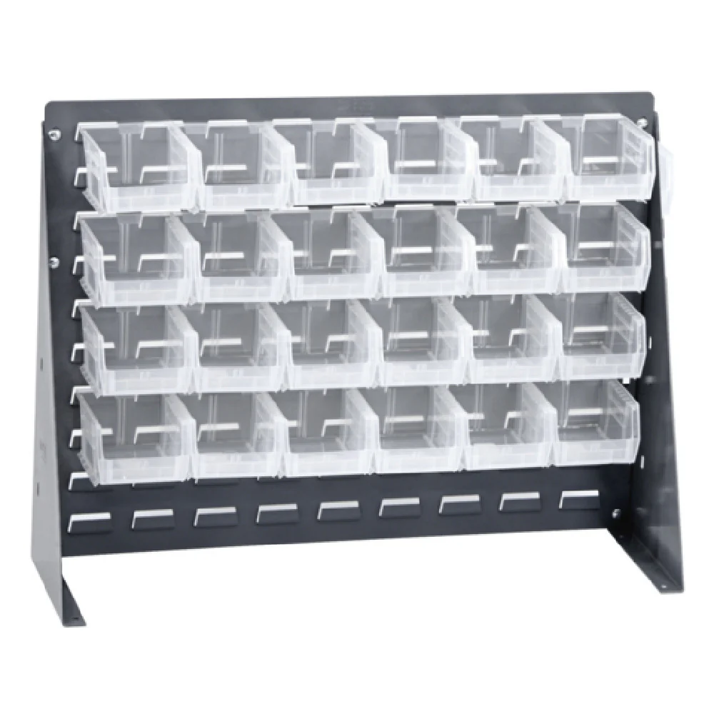 Quantum QBR-2721-210-24CL 8 Inch Gray Enamel Bench Rack 16 Gauge Steel with 24 Bins Quantum QBR-2721-210-24CL 8 Inch Gray Enamel Bench Rack 16 Gauge Steel with 24 Bins