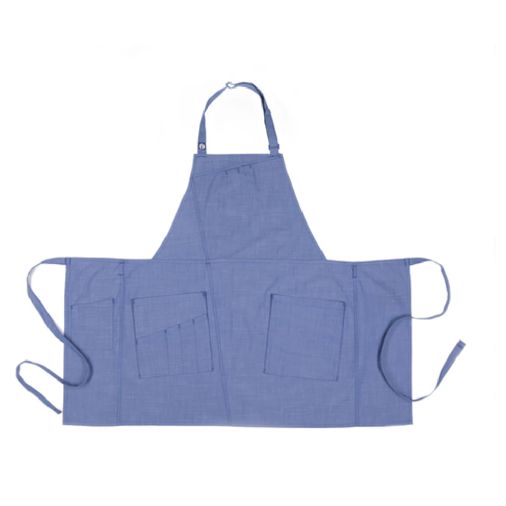 Chef Works ABN02FRB0 38 Inch Adjustable Neck Bib Apron with Pockets French Blue