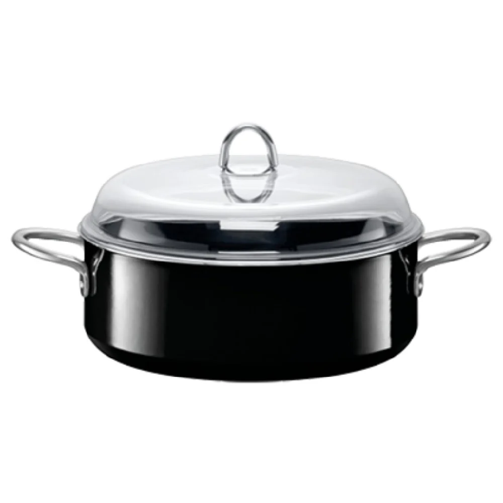 BauscherHepp 21.3020.9553 6.34 Quart High Stew Pot with Glass Lid Steel Black