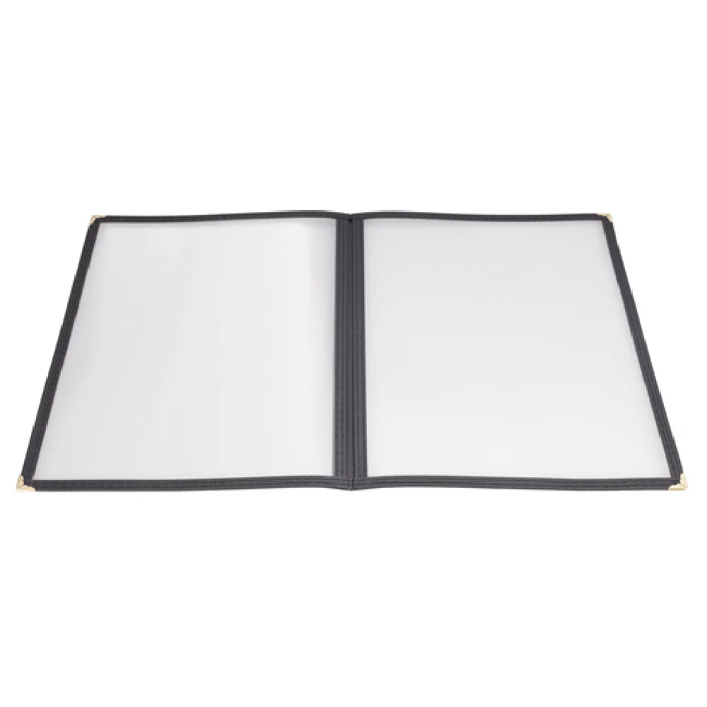 Winco PMCD-9K 9-3/8 Inch Menu Cover Double Fold Black Plastic with Edging